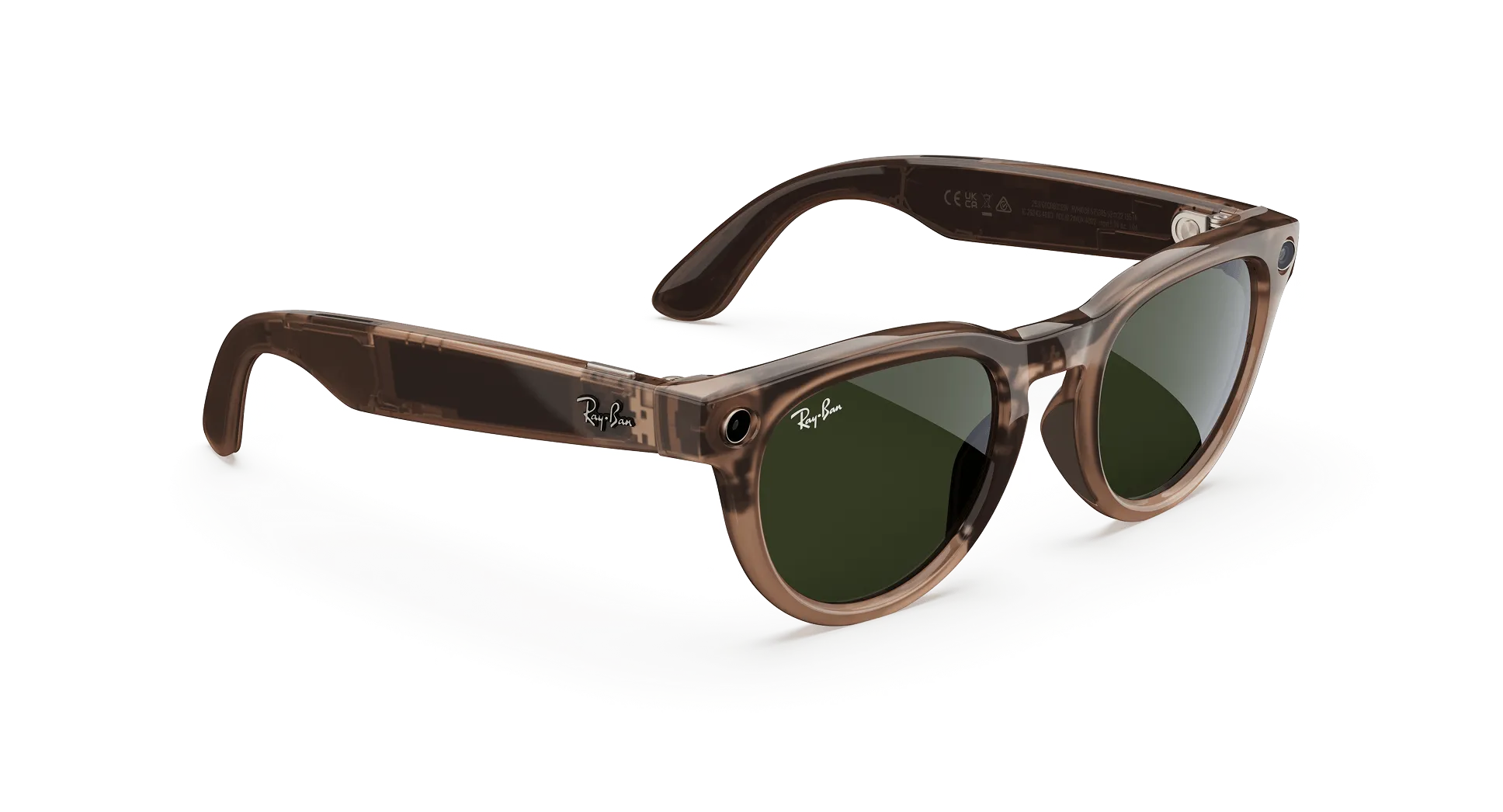 Ray-Ban Meta Glass Headliner -   Shiny Warm Stone Transparent Tint to Dark Green Transitions