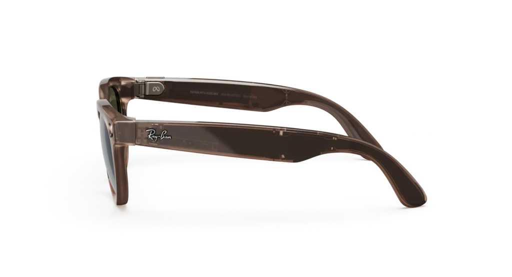 Ray-Ban Meta Glass Headliner -   Shiny Warm Stone Transparent Tint to Dark Green Transitions
