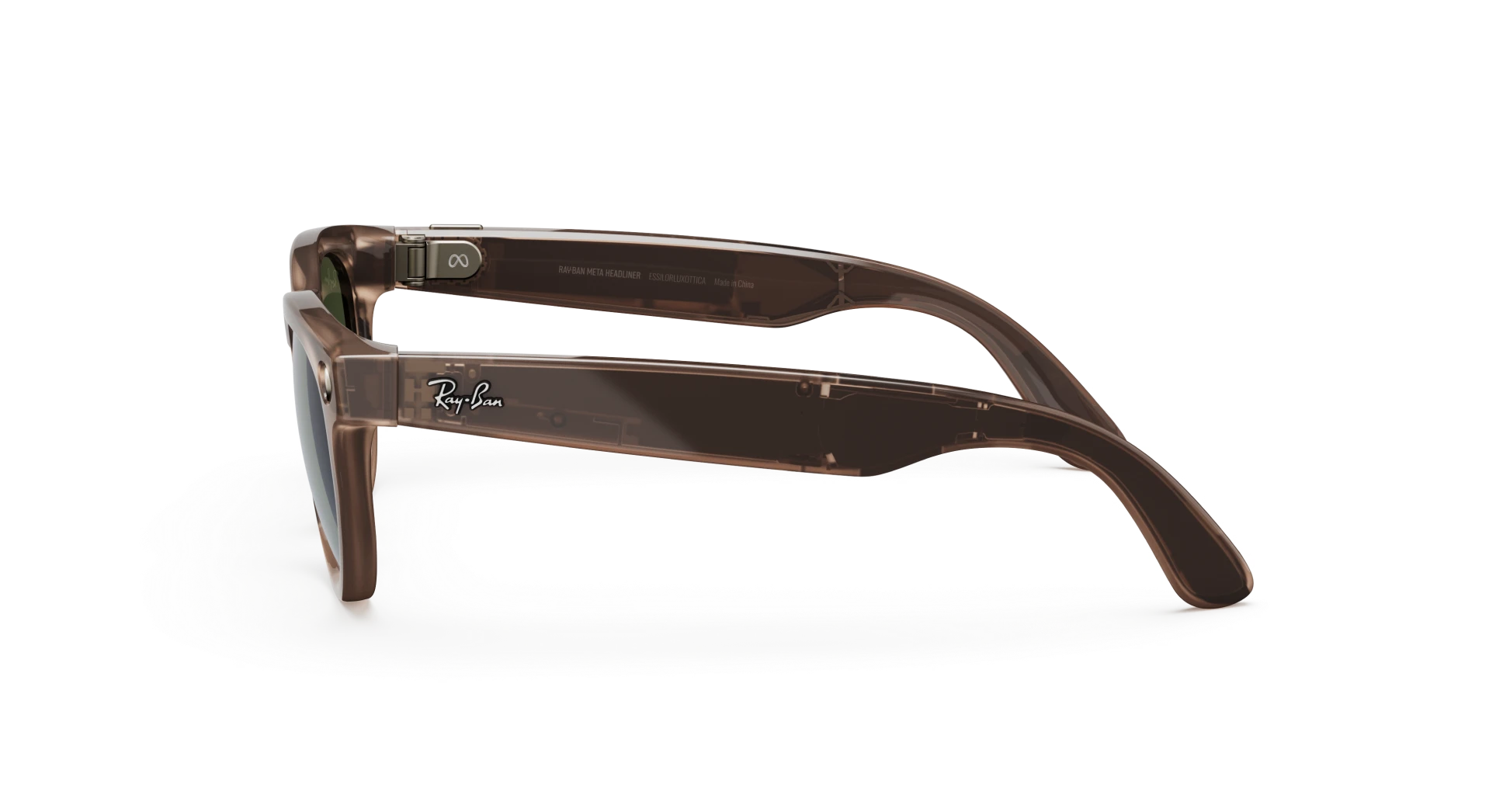 Ray-Ban Meta Glass Headliner -   Shiny Warm Stone Transparent Tint to Dark Green Transitions