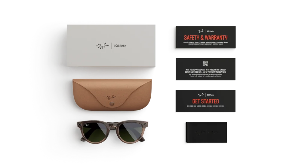 Ray-Ban Meta Glass Headliner -   Shiny Warm Stone Transparent Tint to Dark Green Transitions