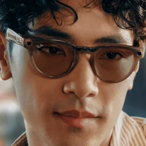 Ray-Ban Meta Glass Headliner - Shiny Warm Stone Transparent Tint to Saffron Yellow Transitions
