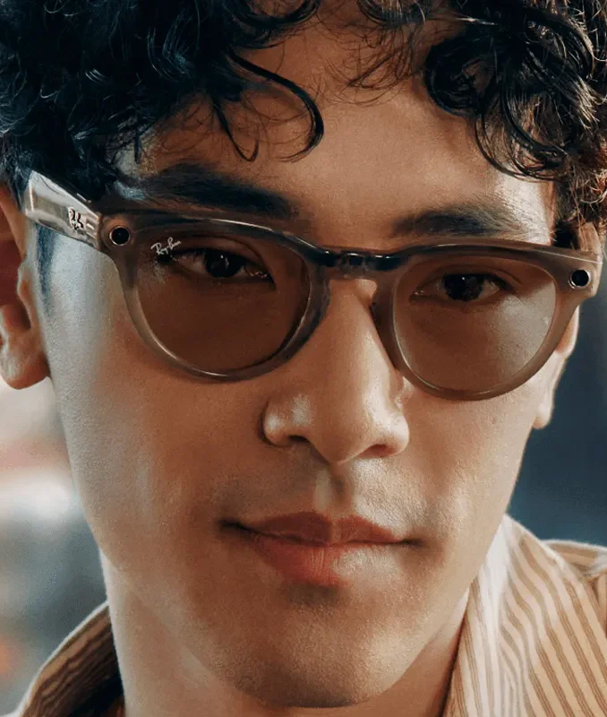 Ray-Ban Meta Glass Headliner - Shiny Warm Stone Transparent Tint to Saffron Yellow Transitions