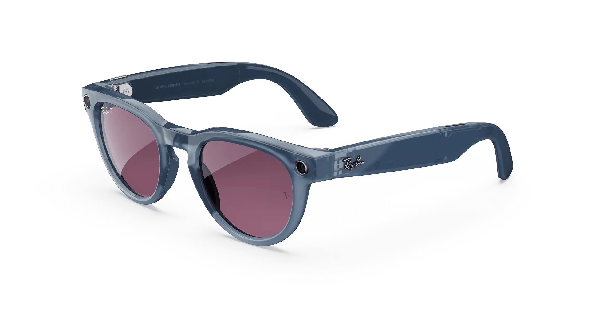Ray-Ban Meta Glass Headliner -  Shiny Jeans Transparent Dusty Red Polarized
