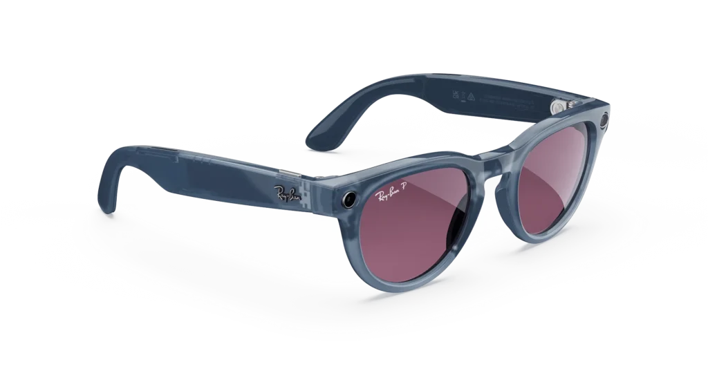 Ray-Ban Meta Glass Headliner -  Shiny Jeans Transparent Dusty Red Polarized