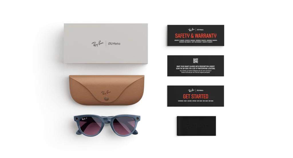 Ray-Ban Meta Glass Headliner -  Shiny Jeans Transparent Dusty Red Polarized